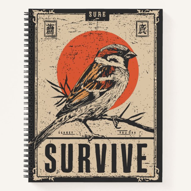Motivational Bird Survival Wilderness Theme Notebook (Front)