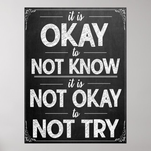 Motivational Black and White Classroom Poster (Front)