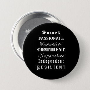 Motivational Black White, Qualities of Great Women 7.5 Cm Round Badge