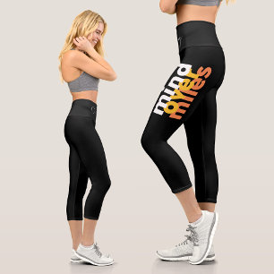 Motivational Black With Yellow Typography Capri Leggings
