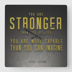 Motivational Bodybuilding Gym Square Wall Clock