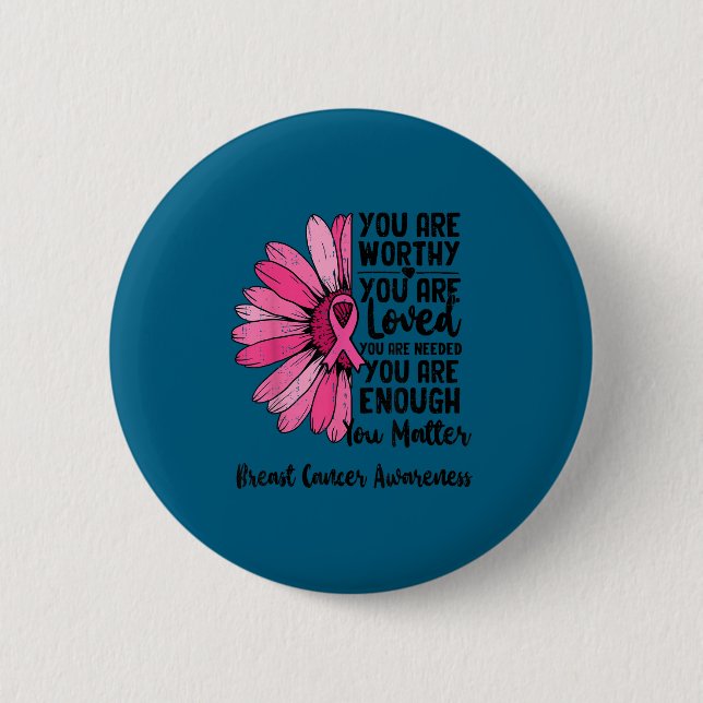 Motivational Breast Cancer Awareness Sunflower Nk  6 Cm Round Badge (Front)