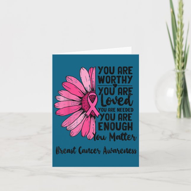 Motivational Breast Cancer Awareness Sunflower Nk  Card (Front)