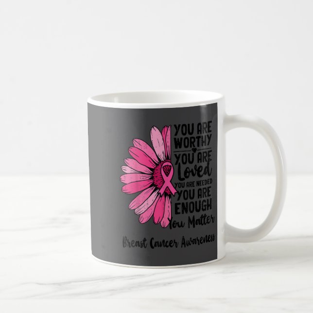 Motivational Breast Cancer Awareness Sunflower Nk  Coffee Mug (Right)