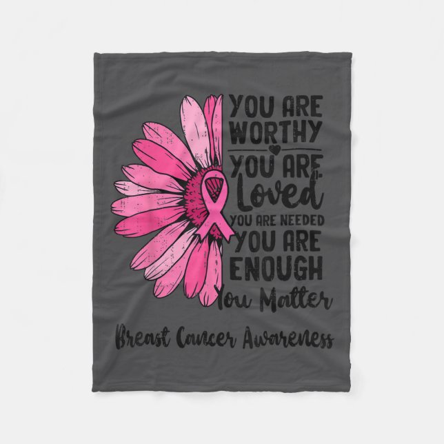 Motivational Breast Cancer Awareness Sunflower Nk  Fleece Blanket (Front)