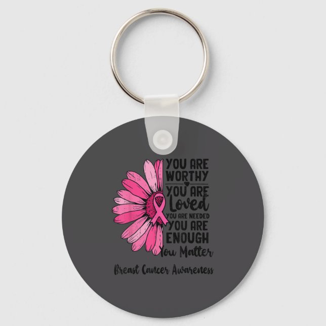 Motivational Breast Cancer Awareness Sunflower Nk  Key Ring (Front)