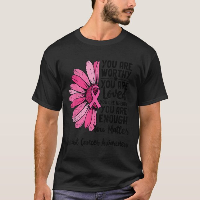 Motivational Breast Cancer Awareness Sunflower Nk  T-Shirt (Front)
