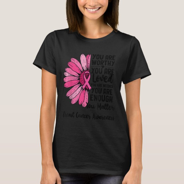Motivational Breast Cancer Awareness Sunflower Nk  T-Shirt (Front)