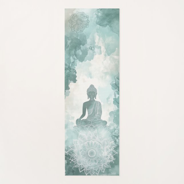 Motivational Buddha Yoga Mat for Stress Relief (Front)
