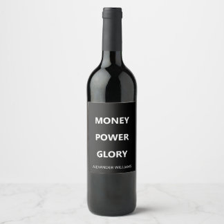Motivational Business Minimalist Black and White Wine Label