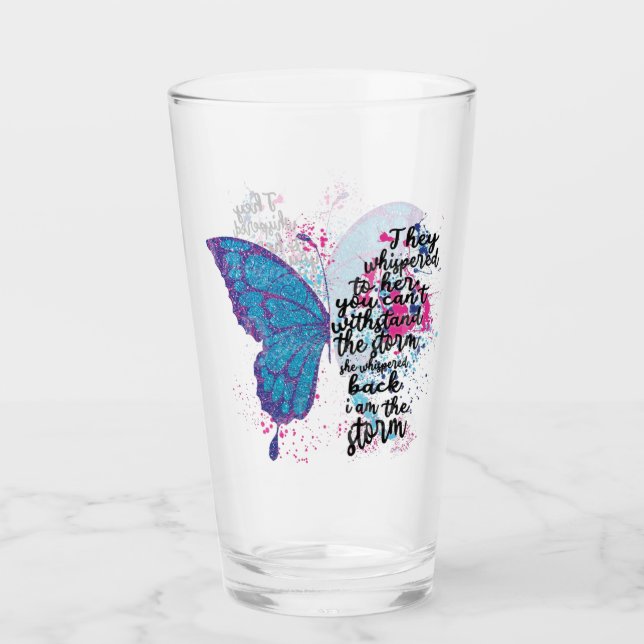 Motivational Butterfly Quote Glass (Front)