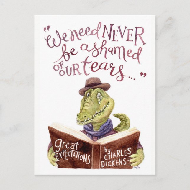 Motivational Charles Dickens Quote Watercolor Croc Postcard (Front)