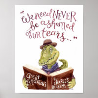 Motivational Charles Dickens Quote Watercolor Croc