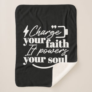 Motivational Christian Quote – Charge Your Faith Sherpa Blanket