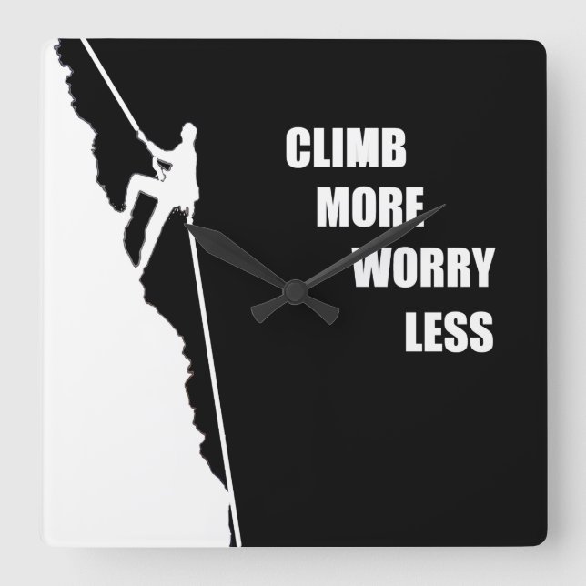 Motivational climbing rockclimbing saying square wall clock (Front)