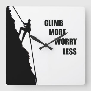 Motivational climbing rockclimbing saying square wall clock