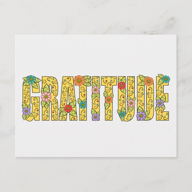 Motivational Colourful Gratitude Affirmation Thank Postcard (Front)