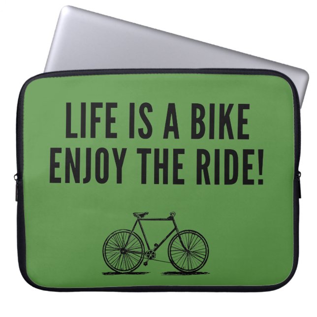 Motivational cycling quotes laptop sleeve (Front)