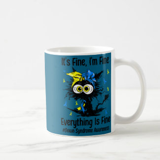 Motivational down syndrome awareness cat t21 coffee mug