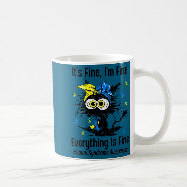 Motivational down syndrome awareness cat t21 coffee mug (Right)