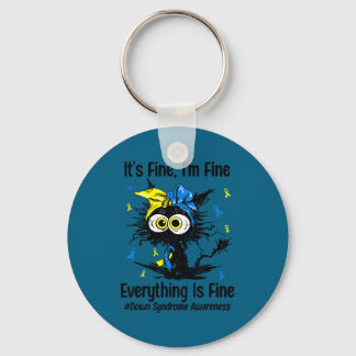 Motivational down syndrome awareness cat t21 key ring