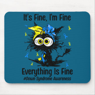 Motivational down syndrome awareness cat t21 mouse mat