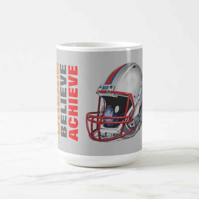 Motivational Dream Believe Achieve Football Coffee Mug (Center)