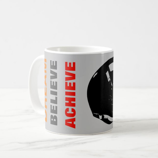 Motivational Dream Believe Achieve Football Coffee Mug (Front Left)