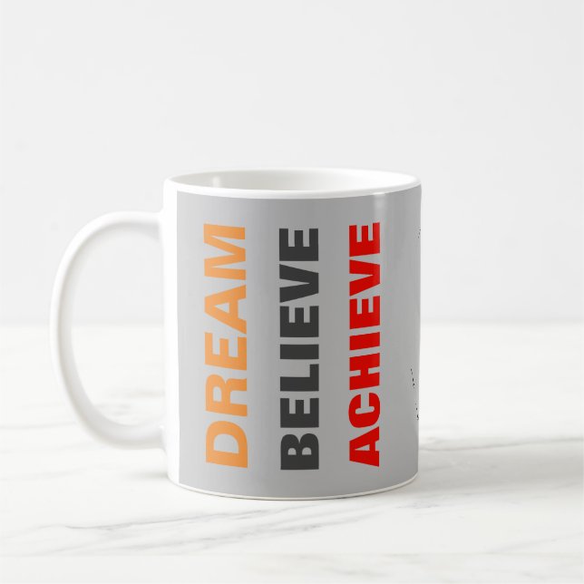 Motivational Dream Believe Achieve Football Coffee Mug (Left)