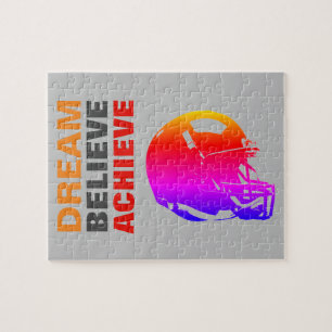 Motivational Dream Believe Achieve Football Jigsaw Puzzle