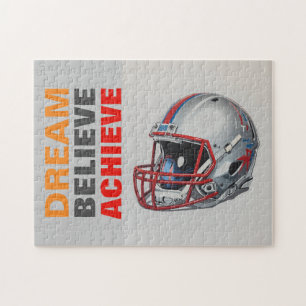 Motivational Dream Believe Achieve Football Jigsaw Puzzle