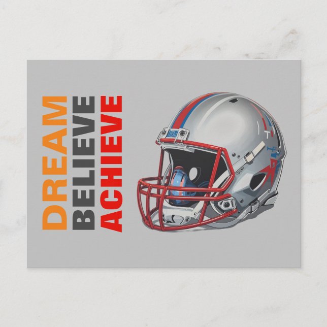 Motivational Dream Believe Achieve Football Postcard (Front)