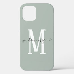 Motivational Dream Big Monogram Initial Sage iPhone 12 Case