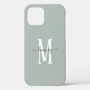 Motivational Dream Big Monogram Initial Sage iPhone 12 Case