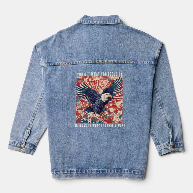 Motivational Eagle  Denim Jacket (Back)