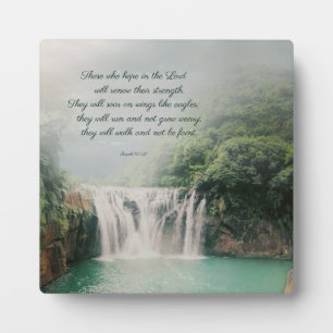 Motivational Encouraging Scripture with waterfall Plaque