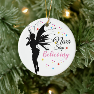 Motivational fairy silouhette ceramic tree decoration