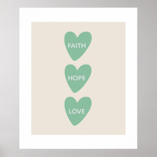 Motivational Faith Hope Love Hearts Poster