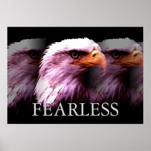 Motivational Fearless American Bald Eagle Poster