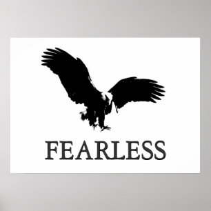 Motivational Fearless Landing Eagle Poster
