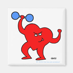 Motivational Fitness Cartoon Exercising Heart Magnet