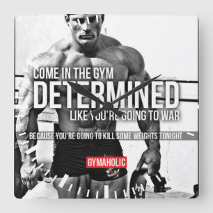 Motivational Fitness Gym Square Wall Clock