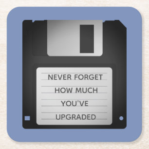 Motivational Floppy Disc Upgrade Quote Square Paper Coaster