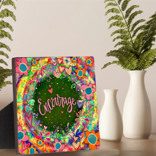 Motivational Floral Hearts Encourage Inspirivity Plaque