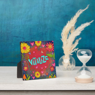 Motivational Floral Trendy Vitalise Inspirivity Plaque