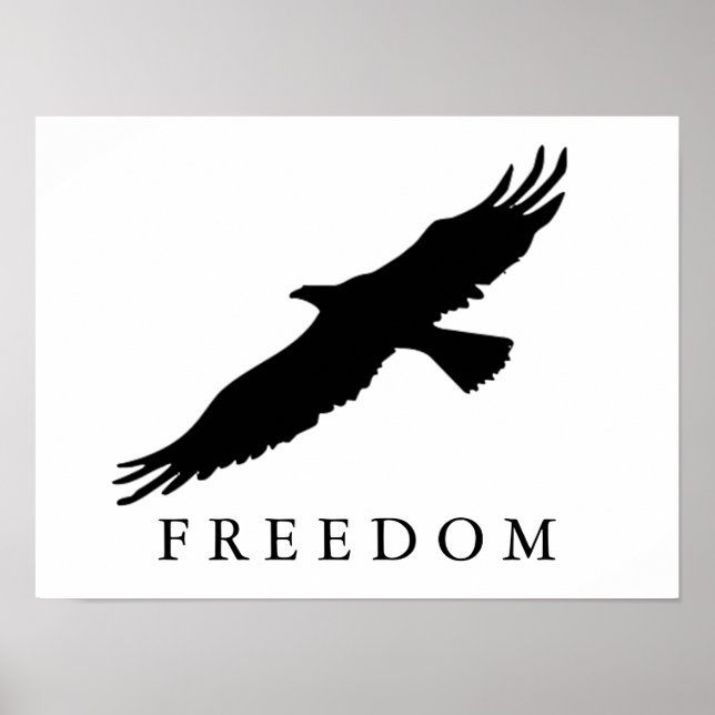Motivational Freedom Eagle Landing Black White Art Poster (Front)