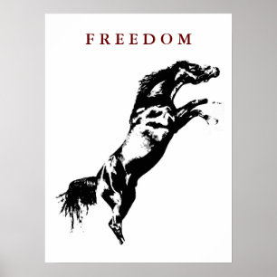 Motivational Freedom Rearing Horse Pop Art Poster