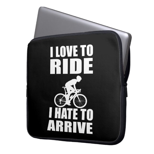 Motivational funny cycling quotes laptop sleeve (Front Left)