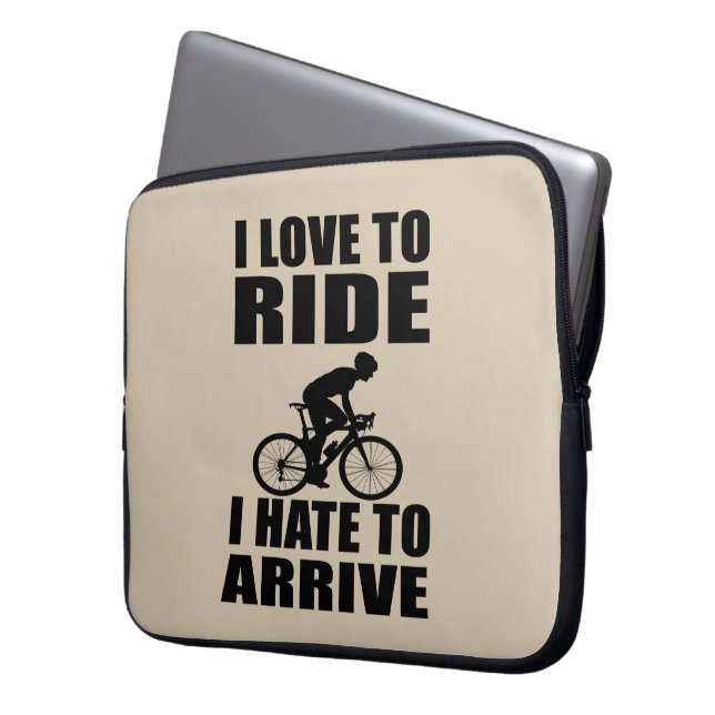 Motivational funny cycling quotes laptop sleeve (Front Left)