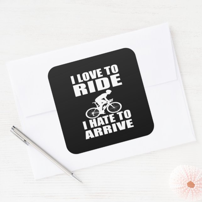 Motivational funny cycling quotes square sticker (Envelope)